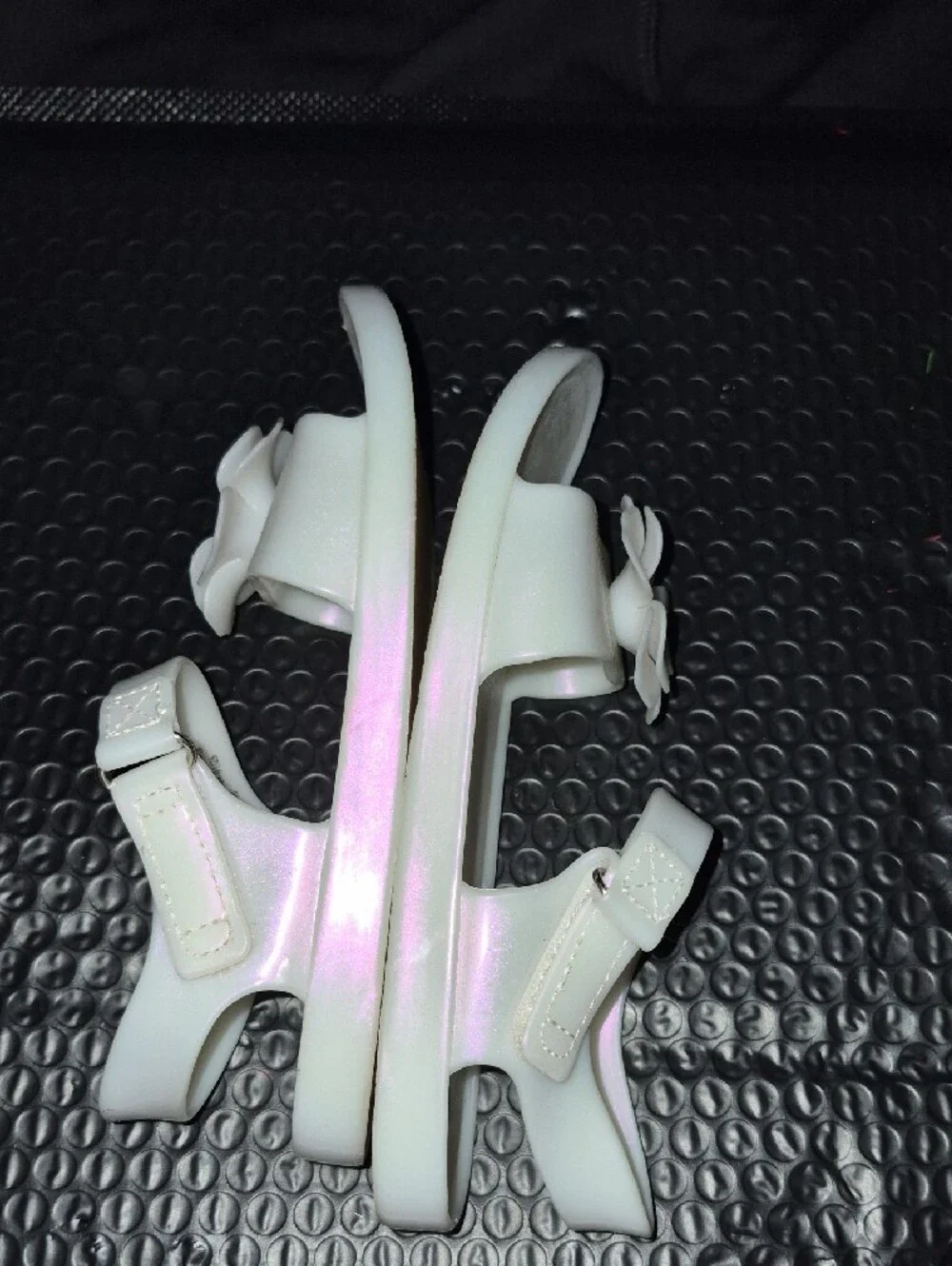 Girls White Flower Jelly Sandals - Size 11